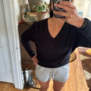 ⚡️🖤 Electric & Rose ⚡️Black V-Neck Ribbed Sweater